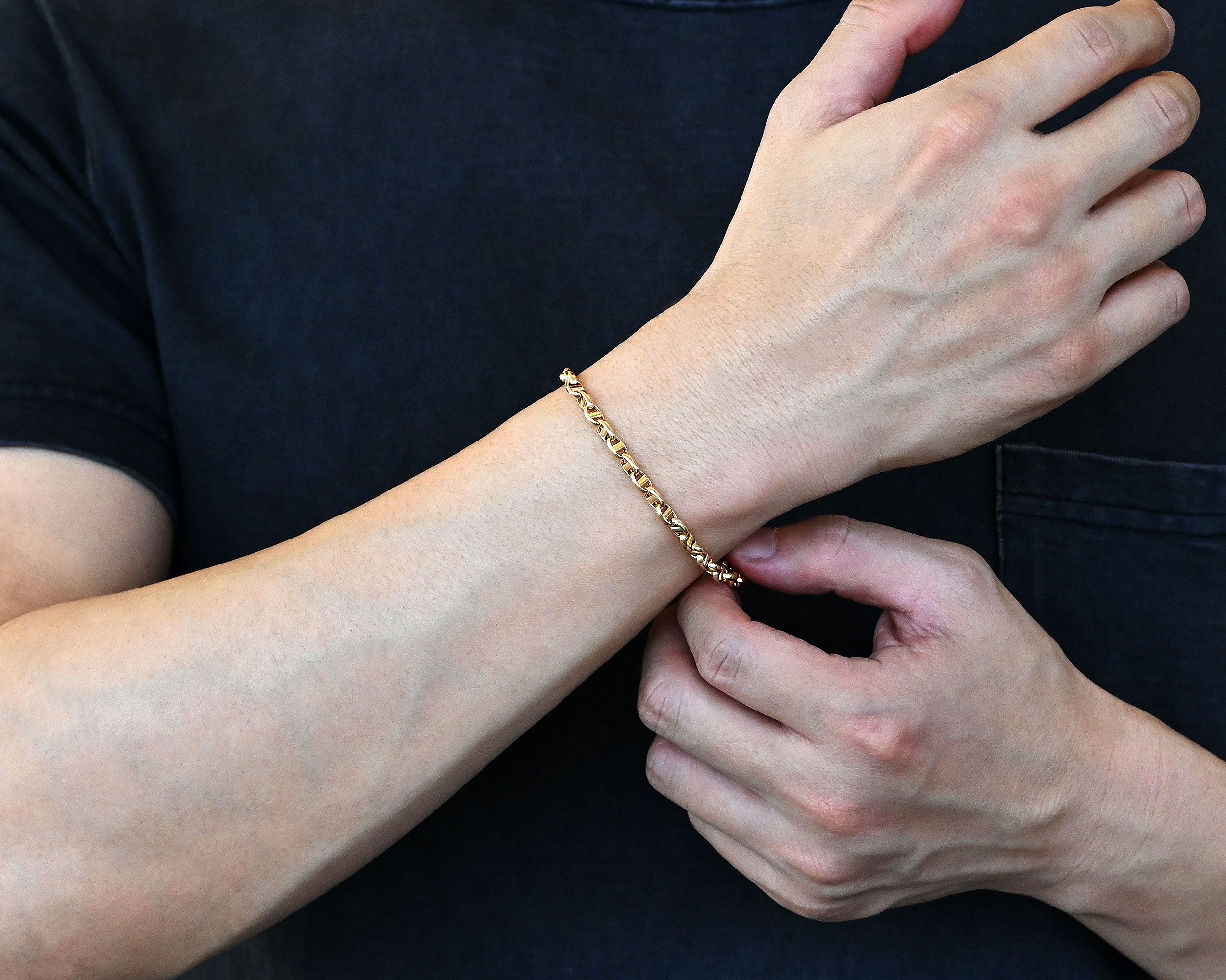 K18アンカーチェーンブレスレット4.3mm18cm24