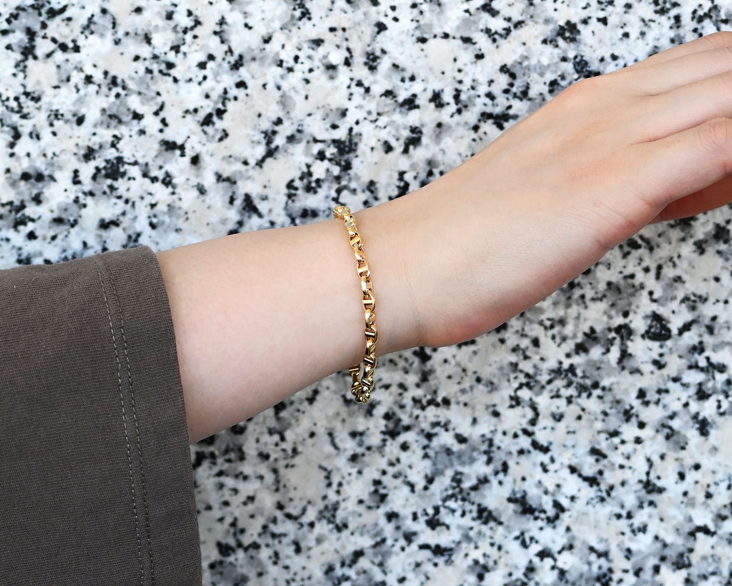 K18アンカーチェーンブレスレット4.3mm18cm25