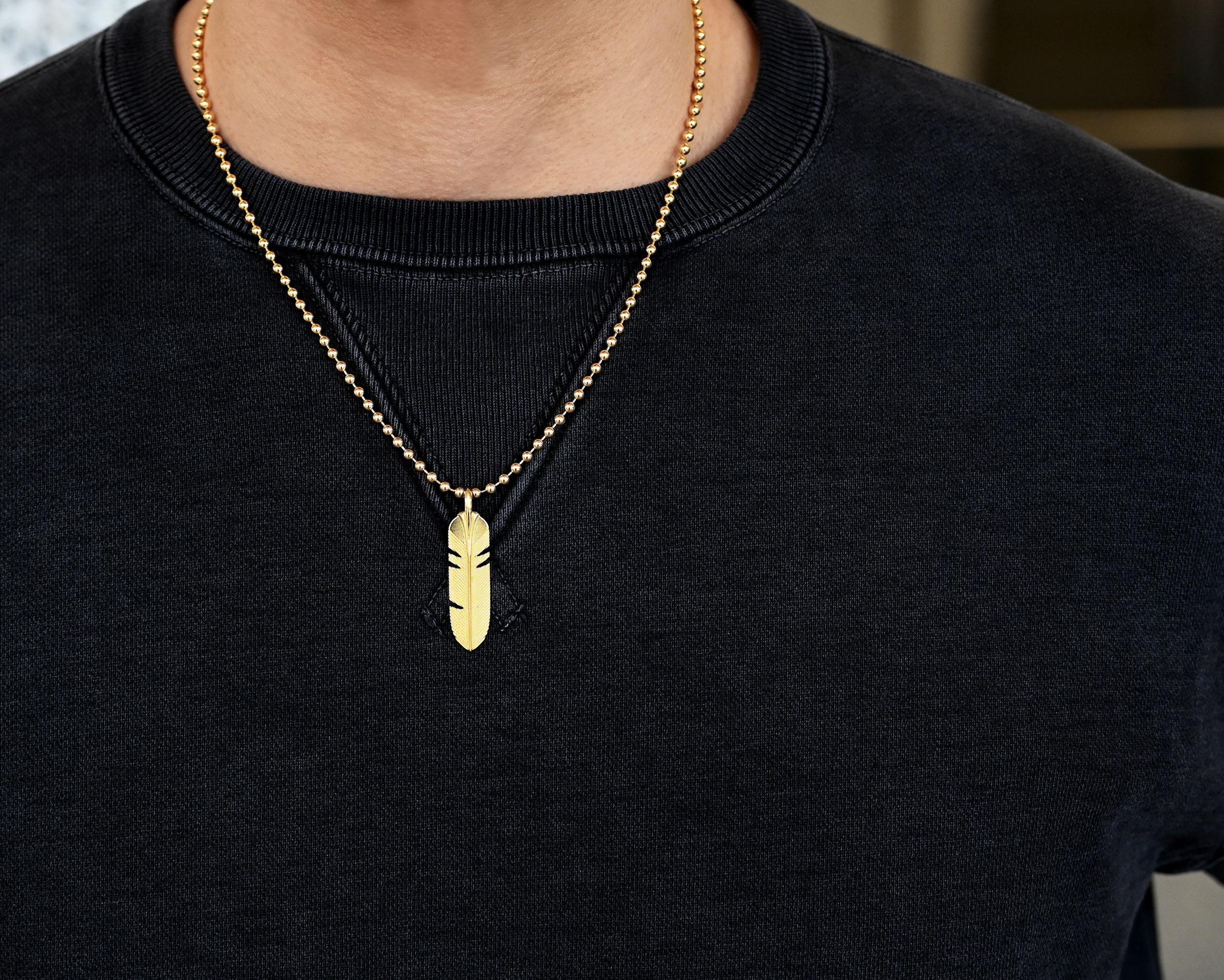 K18-フェザーペンダントM-B12