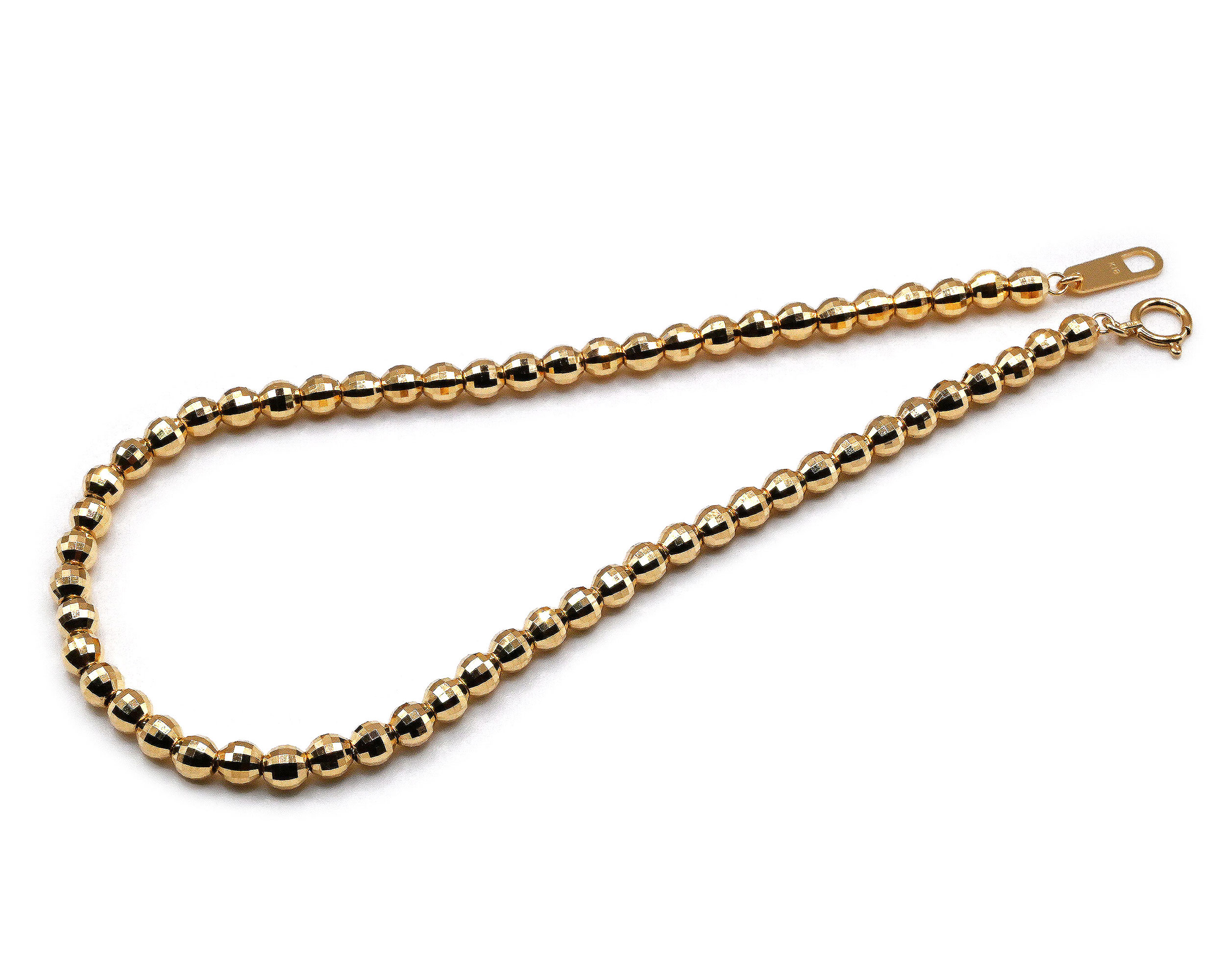 K18ミラーカットボールアンクレット幅4.0mm24cm14-2500