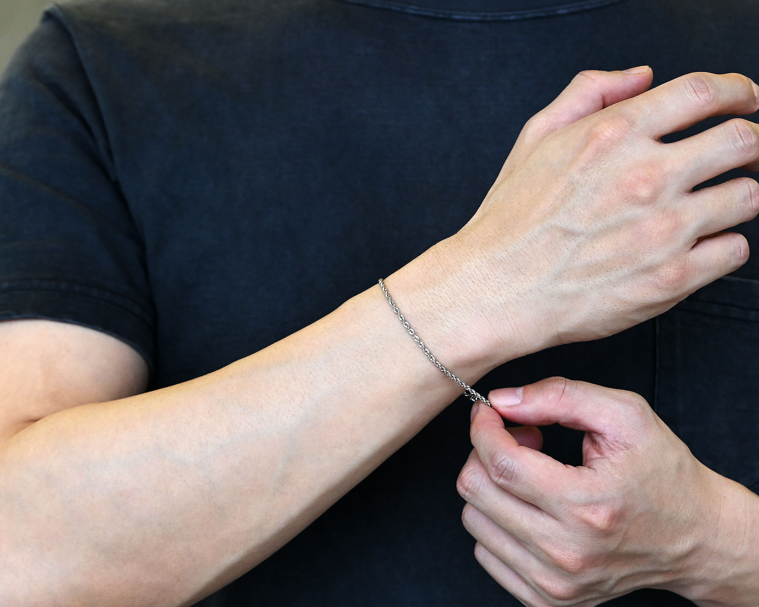 パイプロープチェーン プラチナ パイプロープ ブレスレット-【幅2.0mm