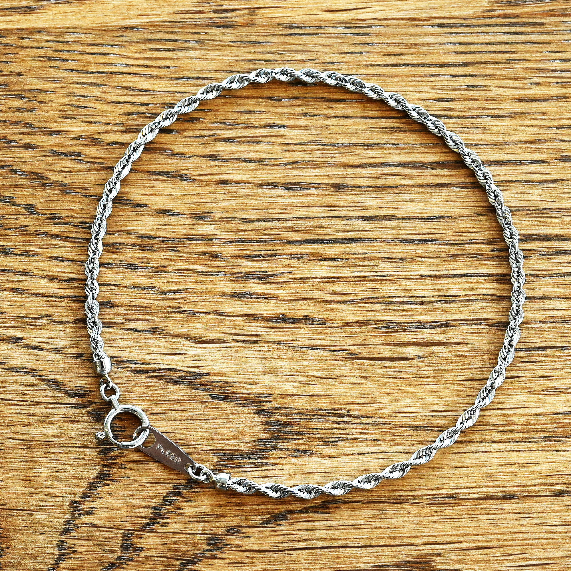 パイプロープチェーン プラチナ パイプロープ ブレスレット-【幅2.0mm