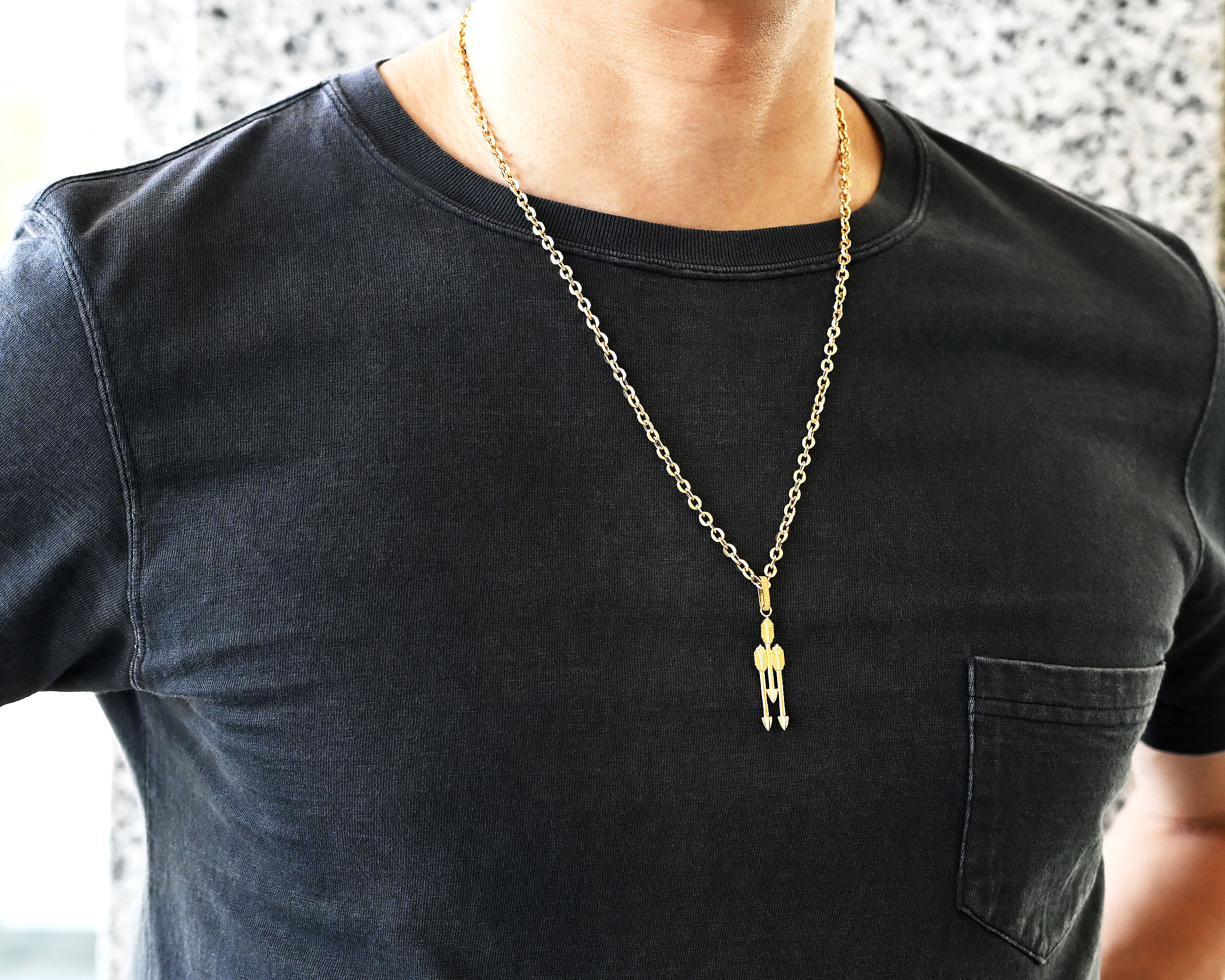 【新品】K18ゴールド トリプルアローペンダント 品質証明書付 18金 パイナップル ネックレス ゴールド パイナップルペンダント