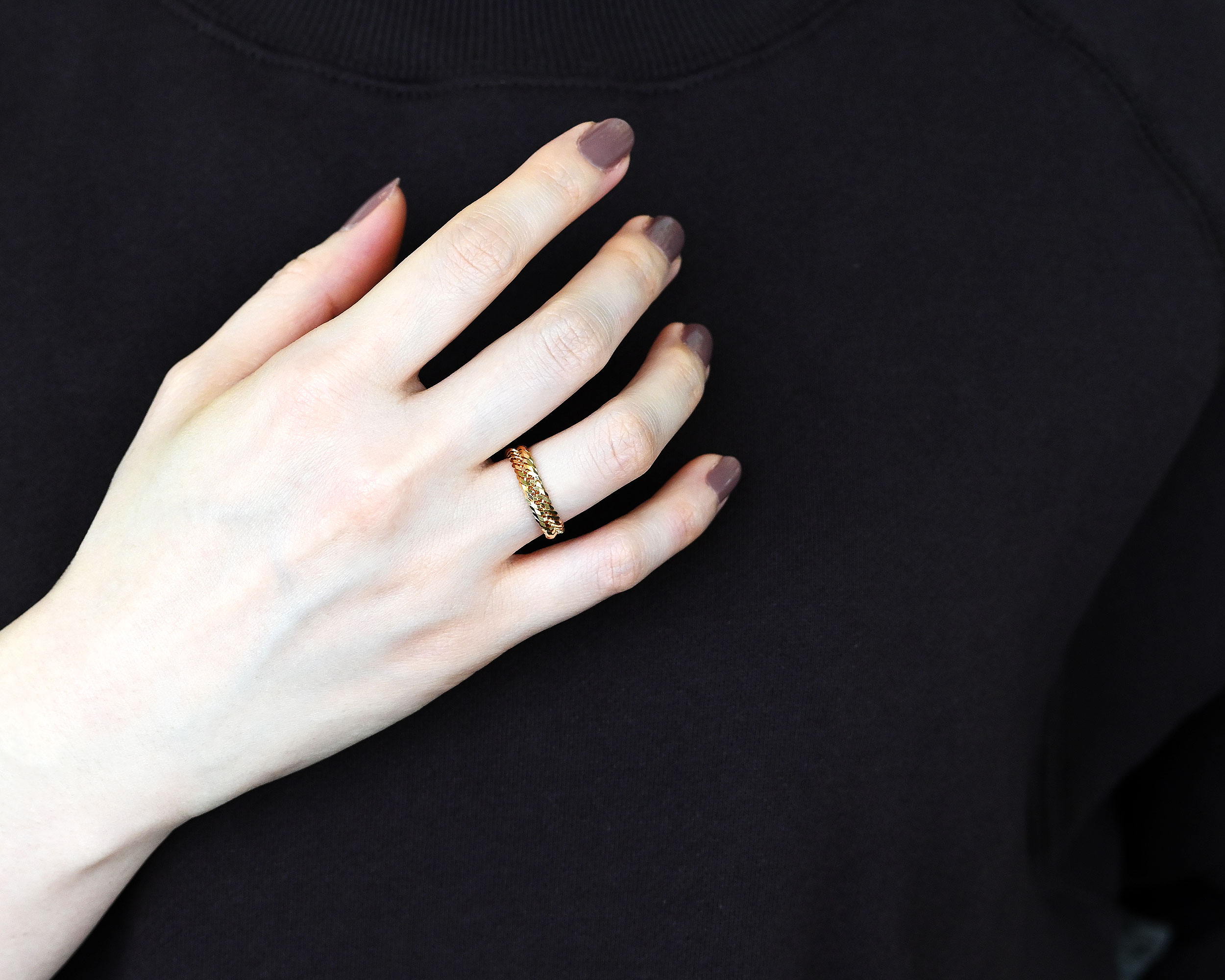 K18喜平チェーンリング12面トリプル-スリム-ソフトタイプ39