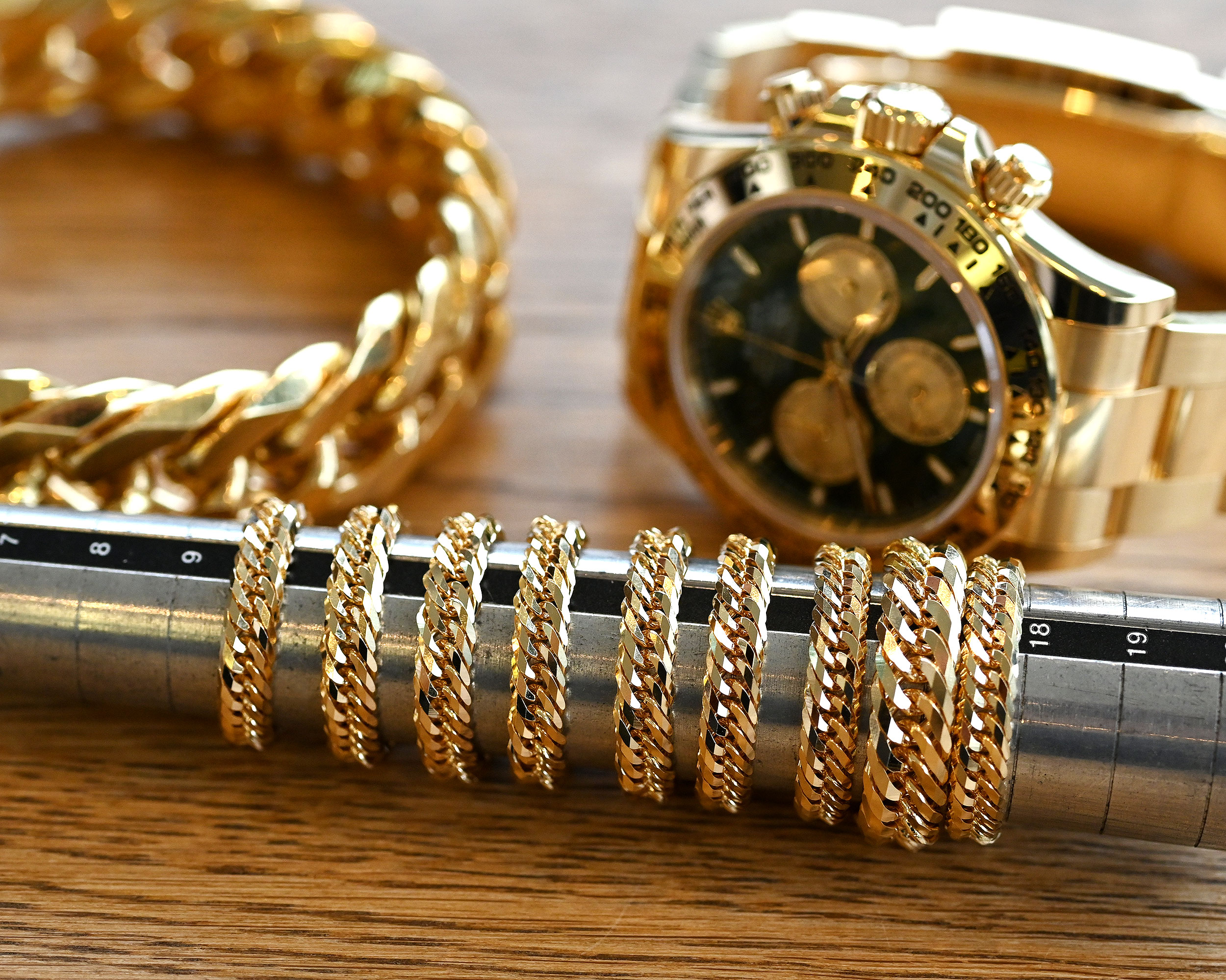 K18喜平チェーンリング12面トリプル-スリム-ソフトタイプ37