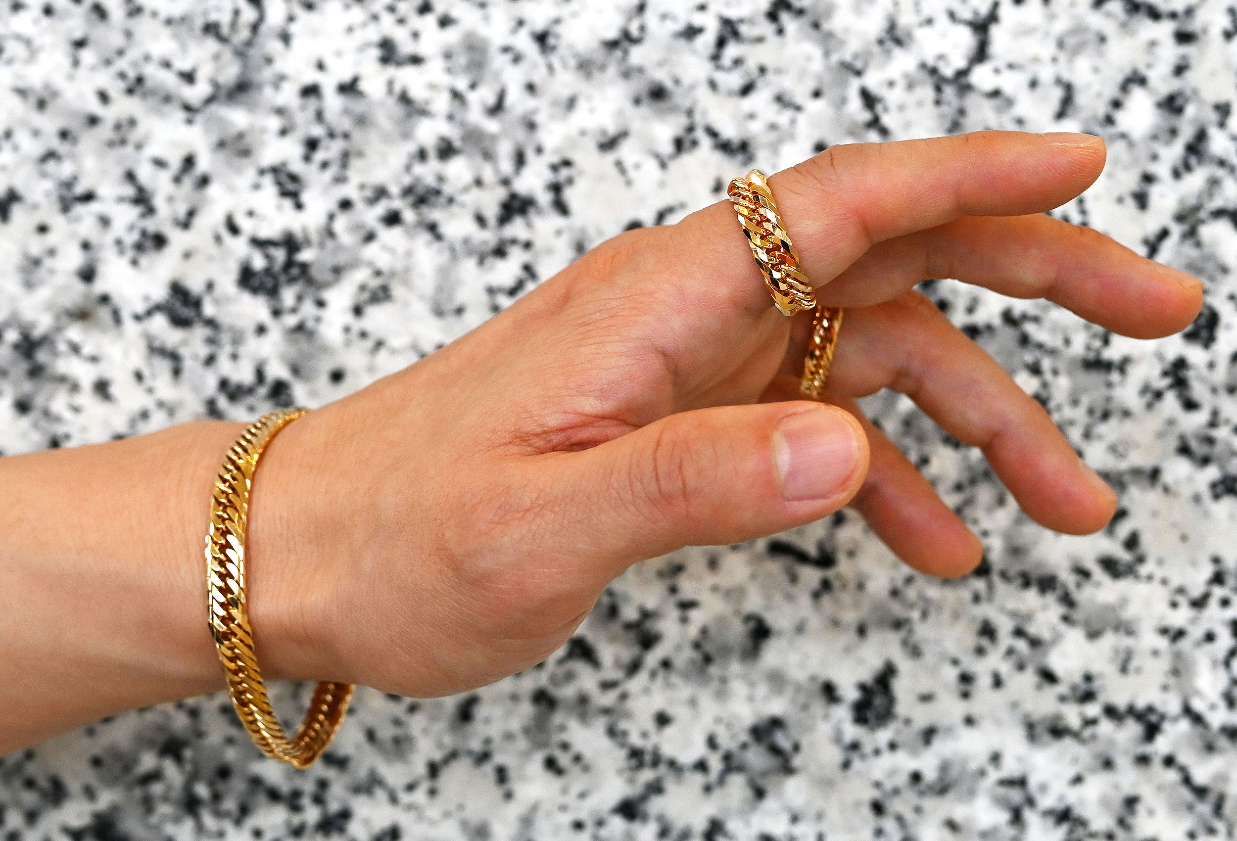 K18喜平チェーンリング12面トリプル スリム/ワイド ソフトタイプ